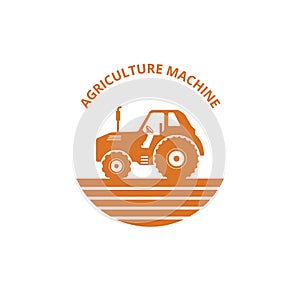 tractor farm agriculture machine land cultivation vector logo design