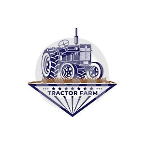 Tractor farm logo with diamond shape