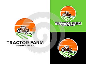 Tractor Farm Logo Vector, Tractor Machine Logo design template