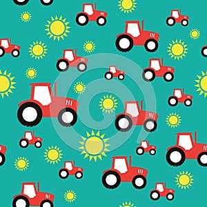 Tractor farming agriculture seamless pattern