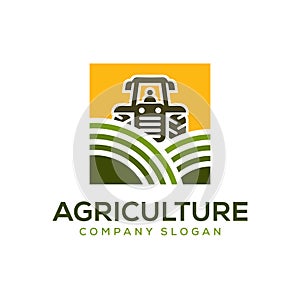 Tractor farming logo design template