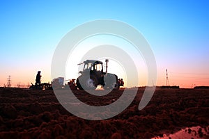 The tractor in farmland farming