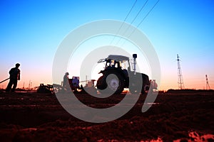 The tractor in farmland farming