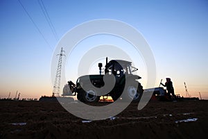 The tractor in farmland farming