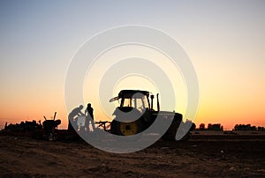 The tractor in farmland farming