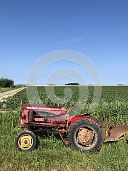 Tractor at farmland in Sint Annaparochie