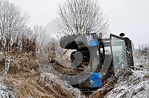Tractor fell into the ditch