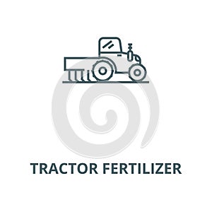 Tractor fertilizer vector line icon, linear concept, outline sign, symbol