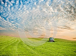 Tractor in the field photo
