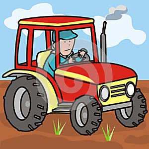 Tractor on the field with driver