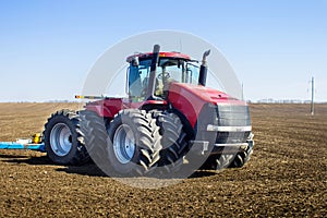 Tractor in the field sow