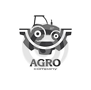 Tractor flat icon element design. Sign or Symbol, logo design for idustrial company or agriculture company. Farm, farming.