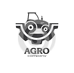 Tractor flat icon element design. Sign or Symbol, logo design for idustrial company or agriculture company. Farm, farming. photo