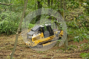 Tractor for forest clearing.