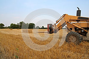 Tractor Front in Hay Field