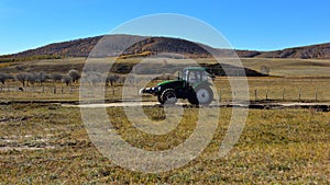 A tractor on the grassland