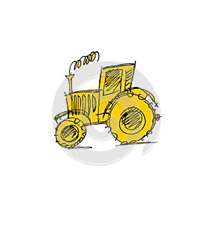 Tractor hand drawn icon.