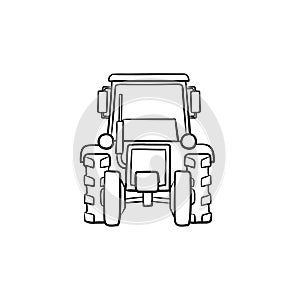 Tractor hand drawn sketch icon.