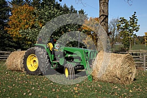 Tractor and Hay Bales