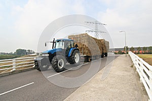 Tractor with hay wagon