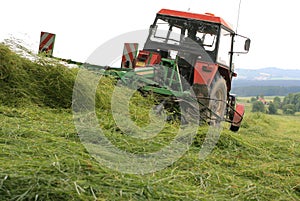 Tractor-haymaking