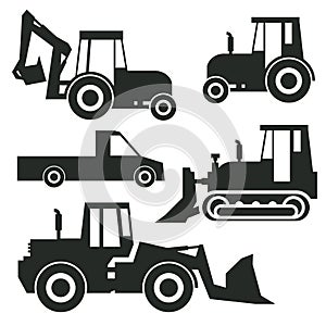 Tractor icon or sign set