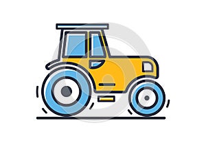 Tractor icon. Tractor vector icon, pictogram, side view isolated on white background. Design elements, colored.