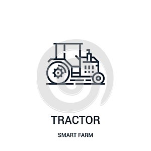 tractor icon vector from smart farm collection. Thin line tractor outline icon vector illustration