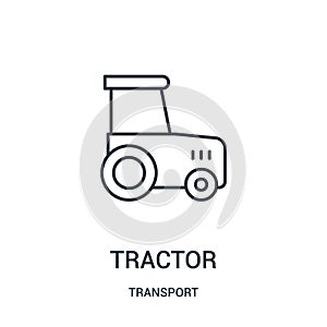 tractor icon vector from transport collection. Thin line tractor outline icon vector illustration