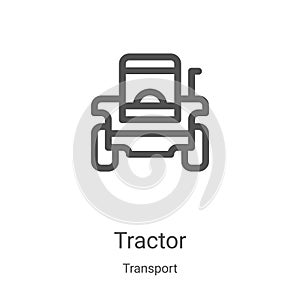 tractor icon vector from transport collection. Thin line tractor outline icon vector illustration. Linear symbol for use on web
