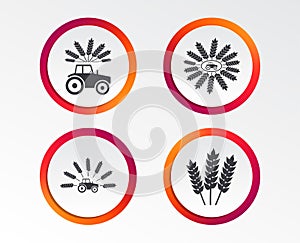 Tractor icons. Agricultural industry transport.