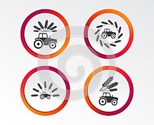 Tractor icons. Agricultural industry transport.