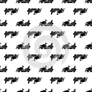 Tractor lawn mower pattern seamless vector