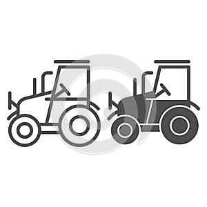 Tractor line and glyph icon. Agrimotor vector illustration isolated on white. Agronomy outline style design, designed