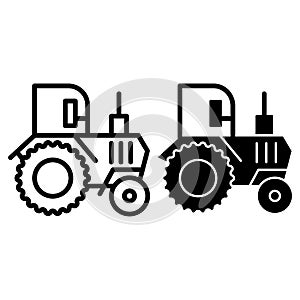 Tractor line and glyph icon. Agronomy vector illustration isolated on white. Agricultural outline style design, designed