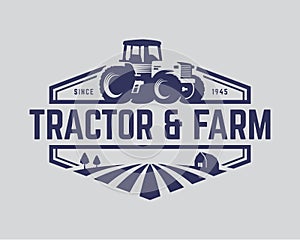 Tractor logo template, farm logo vector photo