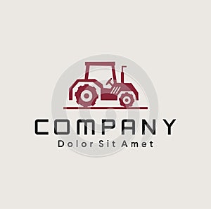 Tractor logo Farmer symbol vector design Illustration. Farming, agriculture logo or label. American retro farm tractor icon