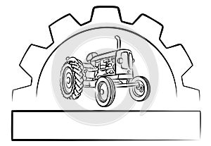 Tractor Logo with a gear wheel.