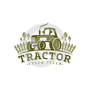 Tractor logo, icon. emblem on white background