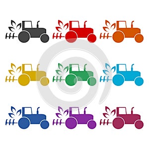 Tractor logo template design icon, color set