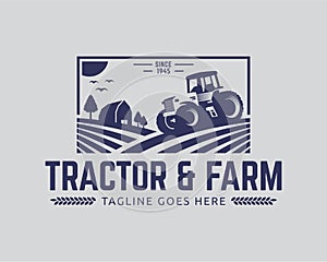 Tractor logo template, farm logo vector