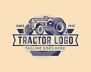 Tractor logo template, farm logo vector