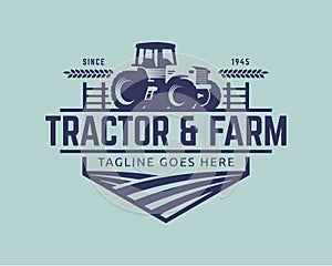 Tractor logo template, farm logo vector