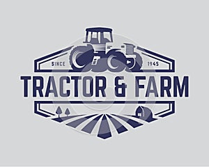 Tractor logo template, farm logo vector