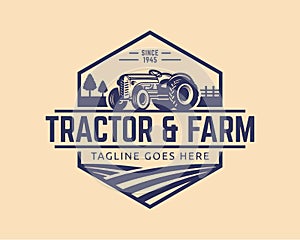 Tractor logo template, farm logo vector