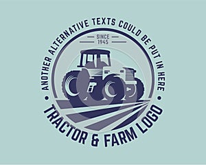 Tractor logo template, farm logo vector