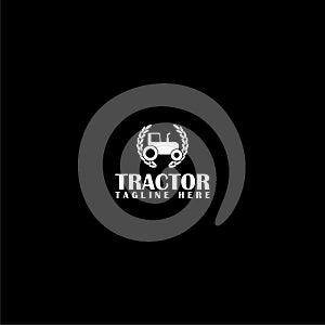 Tractor logo template icon isolated on dark background