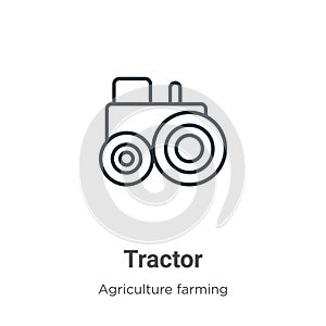 Tractor outline vector icon. Thin line black tractor icon, flat vector simple element illustration from editable farming concept