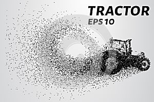 Tractor of the particles. The tractor consists of small circles. Vector illustration