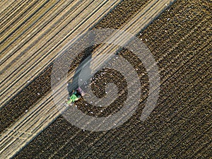 A tractor ploughing a field